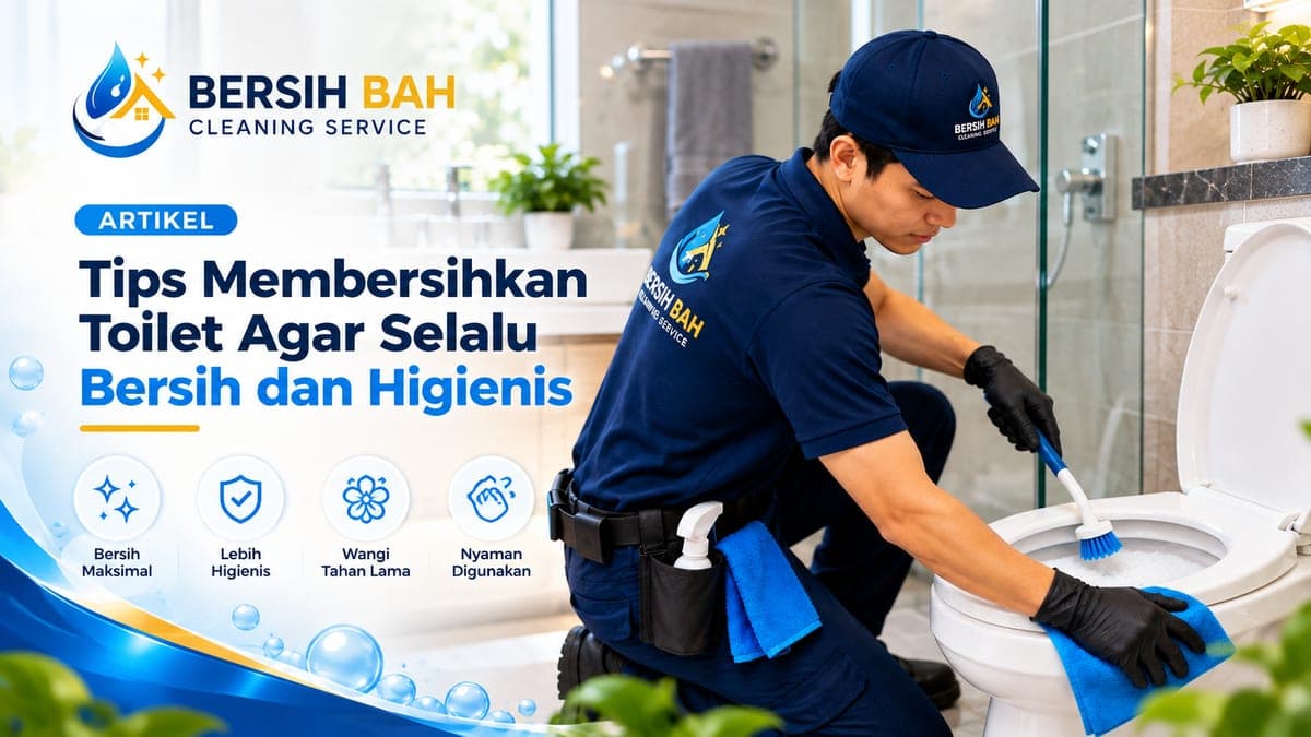 Teknisi Bersih Bah menyikat bagian dalam toilet di kamar mandi